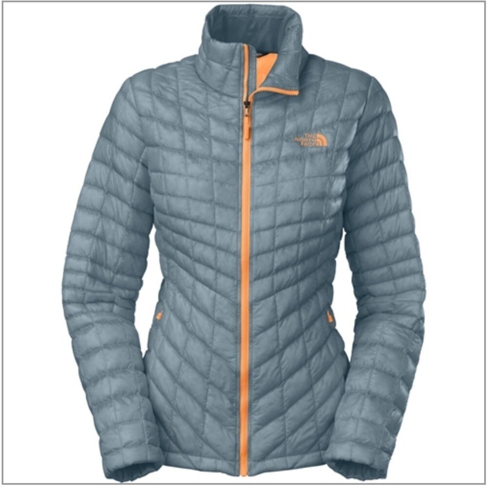 The North Face ThermoBall Jacket Womens XS Blue Orange Insulated Full Zip Puffer